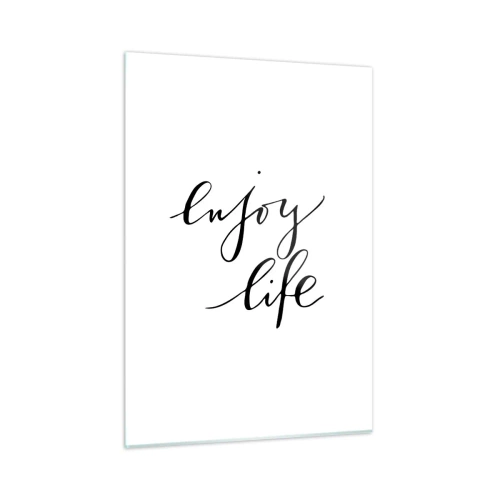 Glasbild - Bild auf glas - Minimalistische Aufschrift „Enjoy life“ in Schwarz auf weißem Hintergrund - 50x70cm - Nichts hinzufügen… - Moderne Wanddekoration für Wohnzimmer und Schlafzimmer ARTTOR