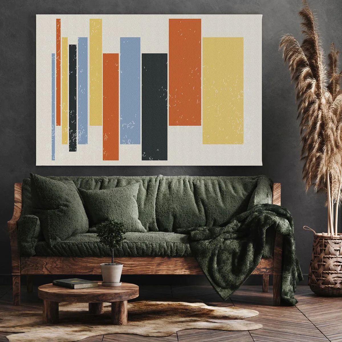 Bild auf Leinwand - Leinwandbild - Bunte Rechtecke in moderner Anordnung - 100x70cm - Musiknotation - Moderne Wanddekoration für Wohnzimmer und Schlafzimmer ARTTOR
