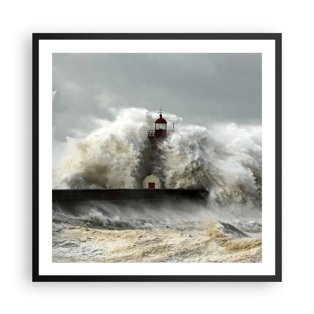 Poster in einem schwarzem Rahmen - Die Wut des Ozeans - 60x60 cm