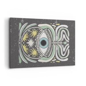 Bild auf Leinwand - Leinwandbild - Ein symbolisches Auge, umgeben von abstrakten Mustern - 120x80cm - Stammesrituale - Moderne Wanddekoration für Wohnzimmer und Schlafzimmer ARTTOR