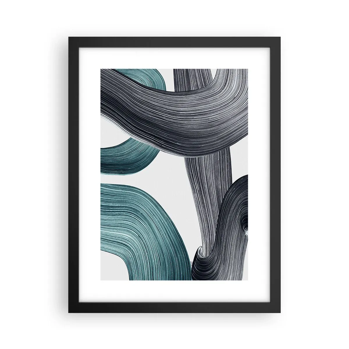 Poster in einem schwarzem Rahmen - Smaragdgrüne und schwarze Pfade - 30x40 cm