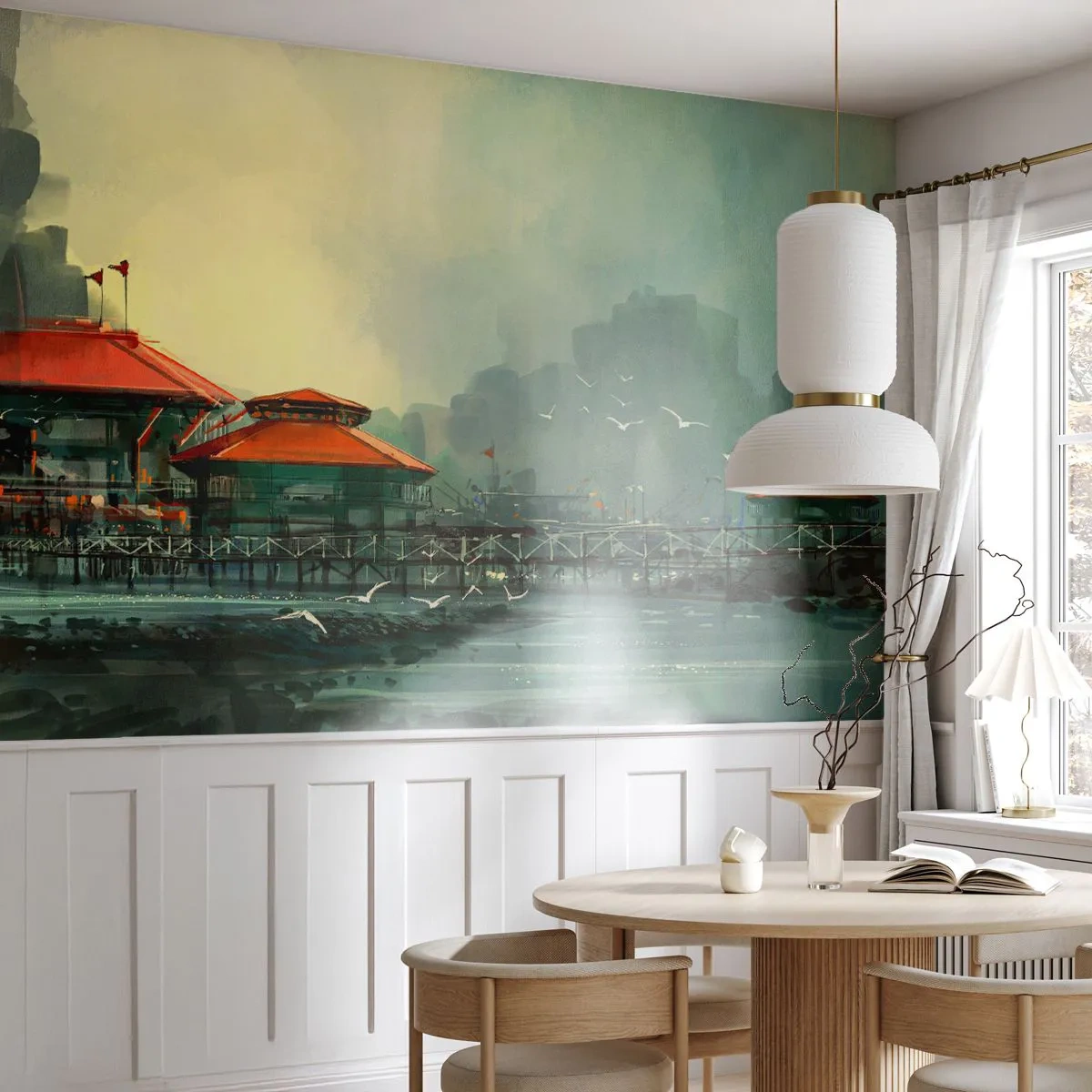 Maßgeschneiderte Fototapete Premium Canvas - Ein sonniger Tag im Hafen - Hafenstadt, Die Architektur, Meer