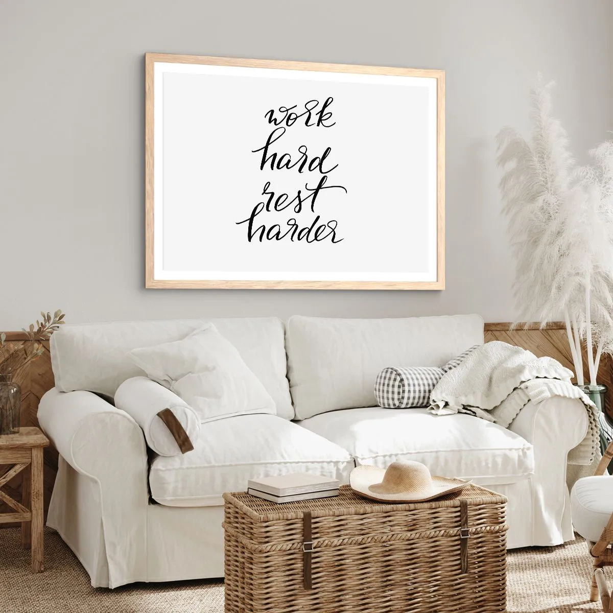 Poster in einem Rahmen aus heller Eiche - Lebensbalance - 40x30 cm