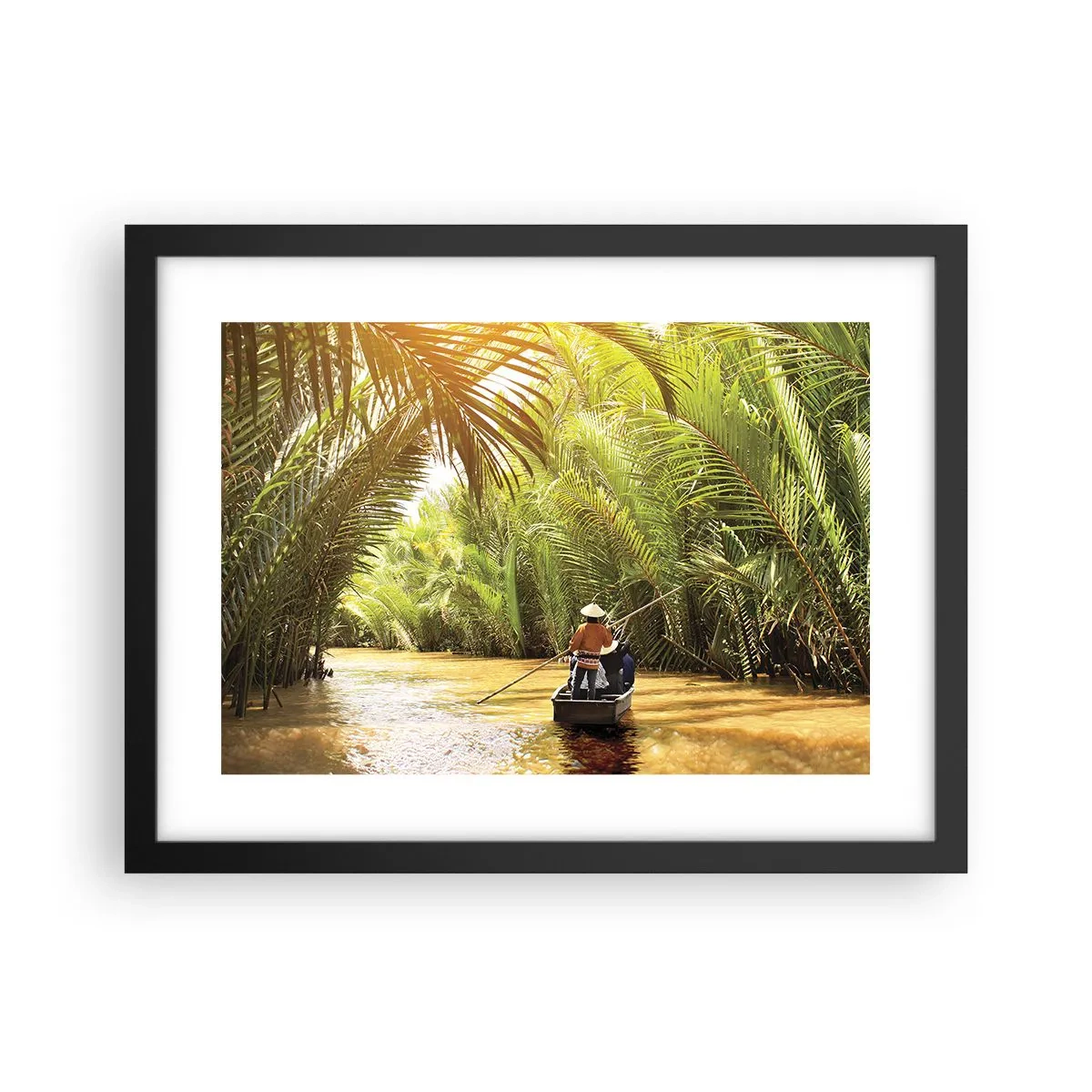 Poster in einem schwarzem Rahmen - Eine Palmenschlucht entlang - 40x30 cm