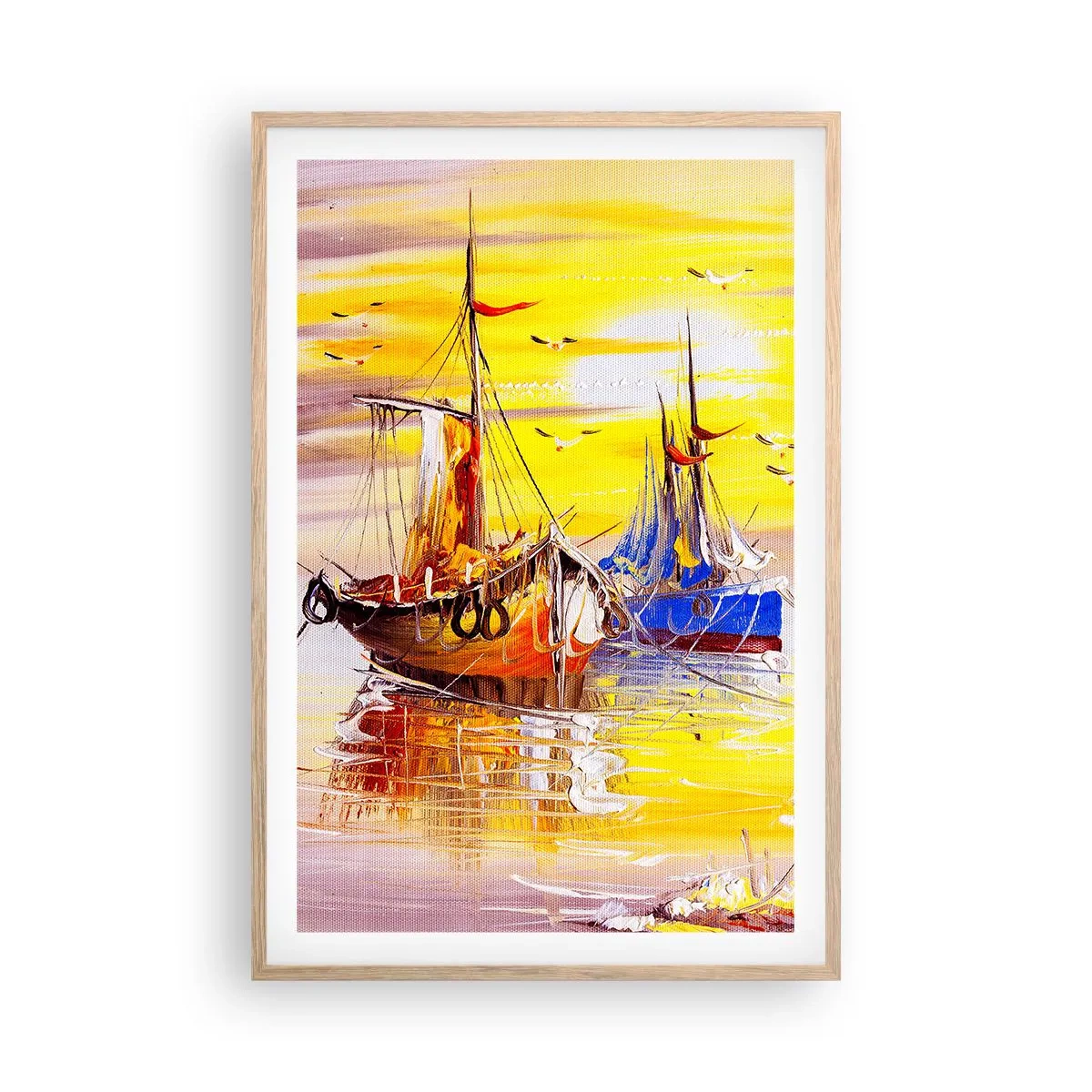 Poster in einem Rahmen aus heller Eiche - Eine wohlverdiente Pause im Hafen - 61x91 cm