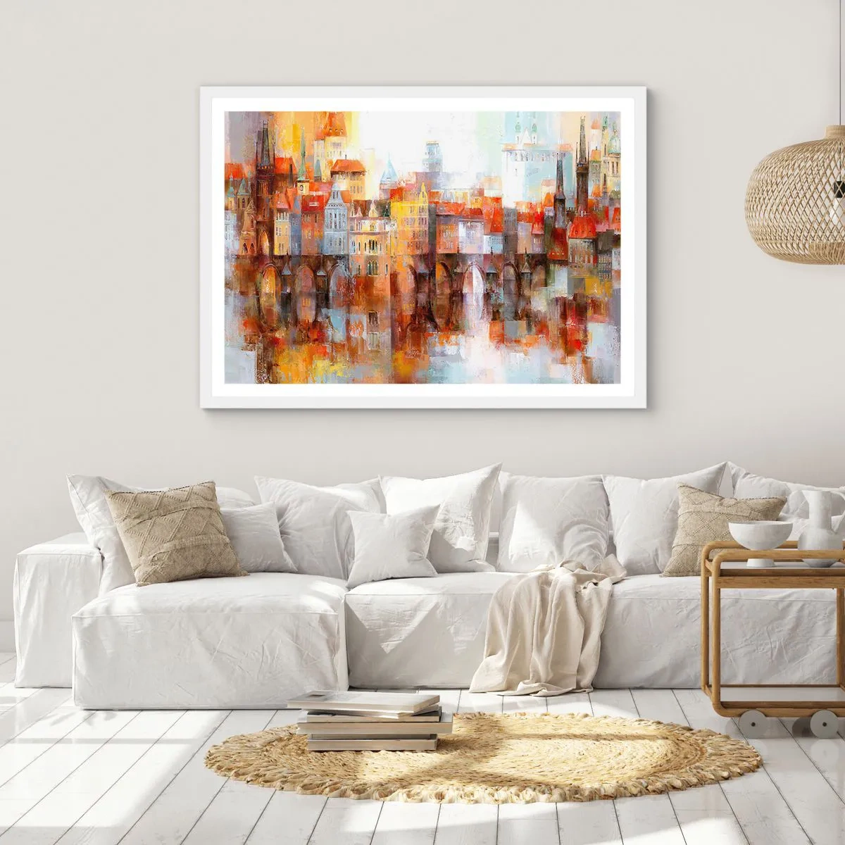 Poster in einem weißen Rahmen - Schön ist es auch unter der Brücke - 100x70 cm