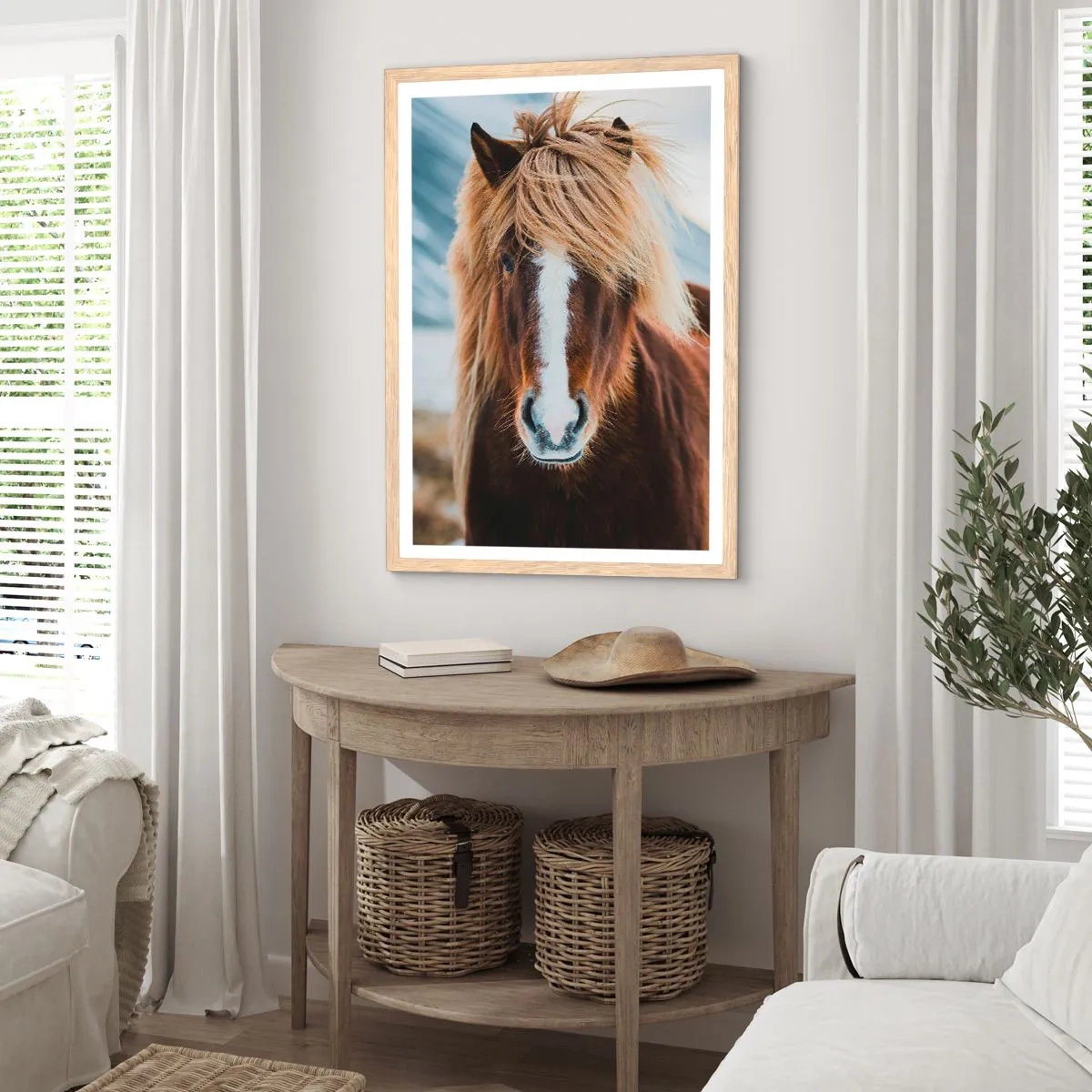 Poster in einem Rahmen aus heller Eiche - Spürst du die Freiheit? - 50x70 cm