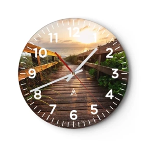 Wanduhr - Glasuhr - Und direkt ans Ufer - 40x40 cm
