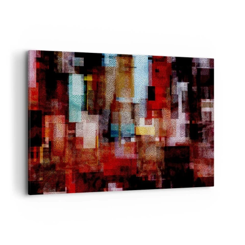 Bild auf Leinwand - Leinwandbild - Geometrische Abstraktion in intensiven Rottönen - 120x80cm - Verwirrung mit Verwirrung - Moderne Wanddekoration für Wohnzimmer und Schlafzimmer ARTTOR