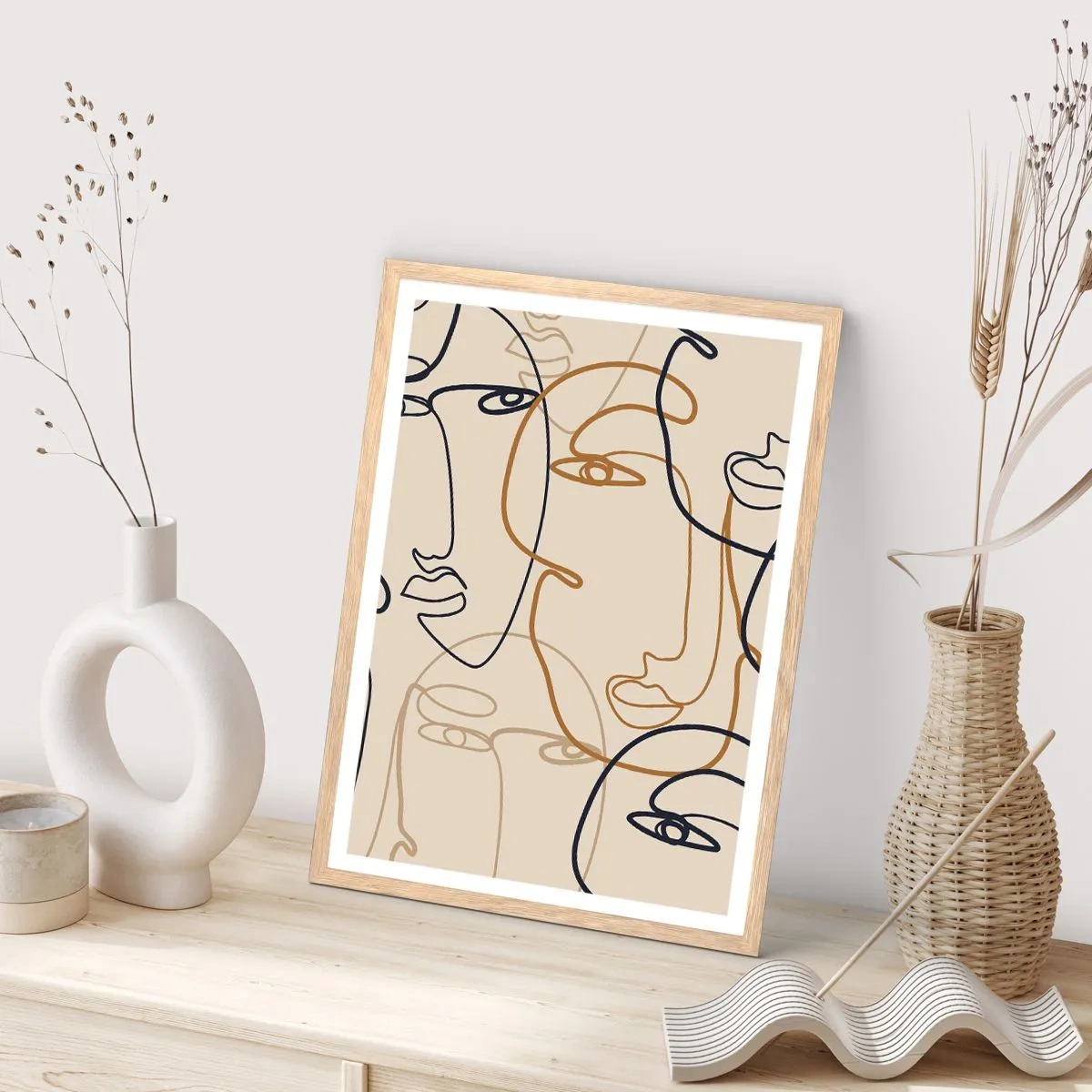 Poster in einem Rahmen aus heller Eiche - Das Porträt wird multipliziert - 70x100 cm