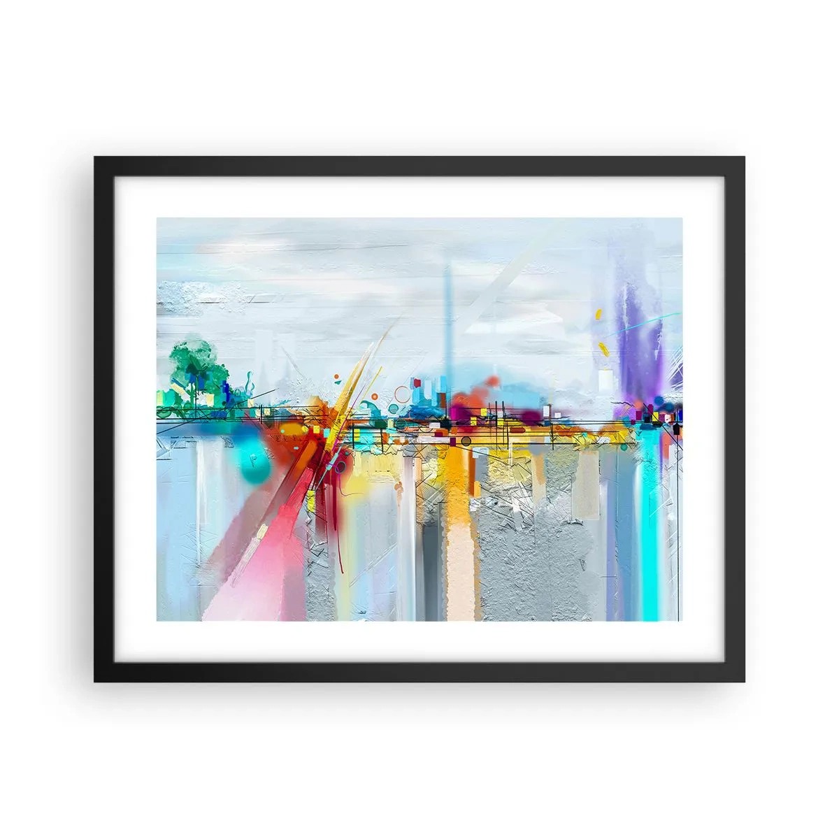 Poster in einem schwarzem Rahmen - Freudenbrücke über den Fluss des Lebens - 50x40 cm