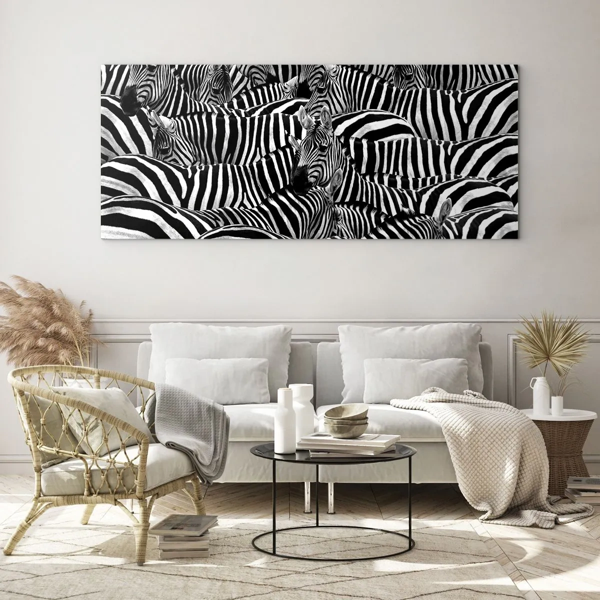 Glasbild - Bild auf glas - Gestreiftes Gruppenportrait - 100x40 cm