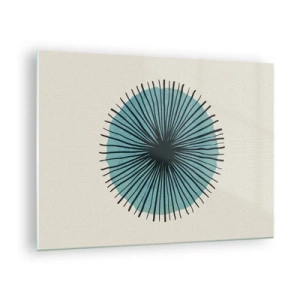 Glasbild - Bild auf glas - Geometrisches Muster in Türkis- und Schwarztönen - 70x50cm - Strahlend im Blau - Moderne Wanddekoration für Wohnzimmer und Schlafzimmer ARTTOR