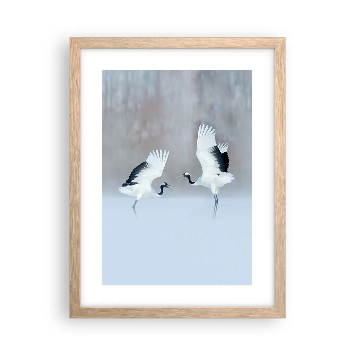Poster in einem Rahmen aus heller Eiche - Tanz im Nebel - 30x40 cm