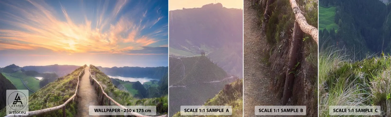 Fototapeten Muster Selbstklebend Deluxe Sticker - Nah am Himmel - Berglandschaft, Natur, Sonnenuntergang - 100x30 cm