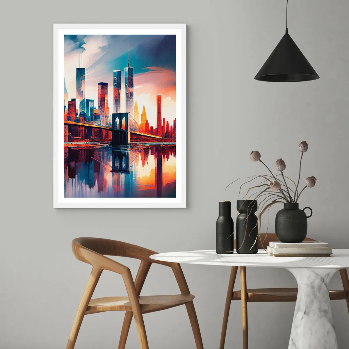 Poster in einem weißen Rahmen - Traumhaftes New York - 40x50 cm