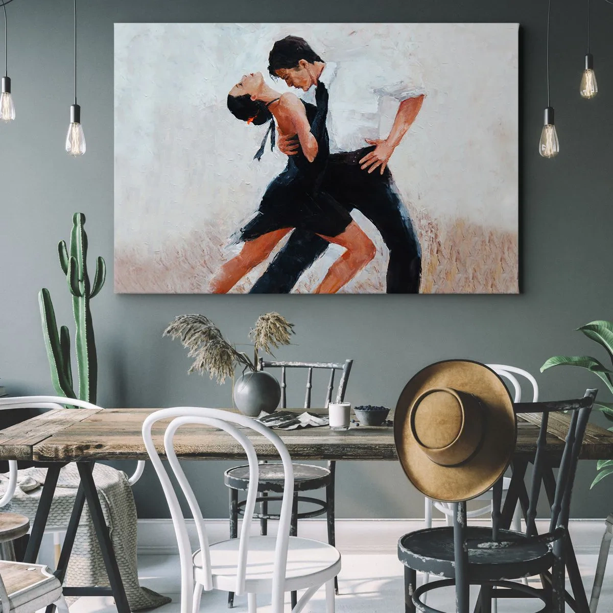 Bild auf Leinwand - Leinwandbild - Ein tanzendes Paar in einer eleganten, sinnlichen Aufnahme - 70x50cm - Tango meiner Träume und Träume - Moderne Wanddekoration für Wohnzimmer und Schlafzimmer ARTTOR