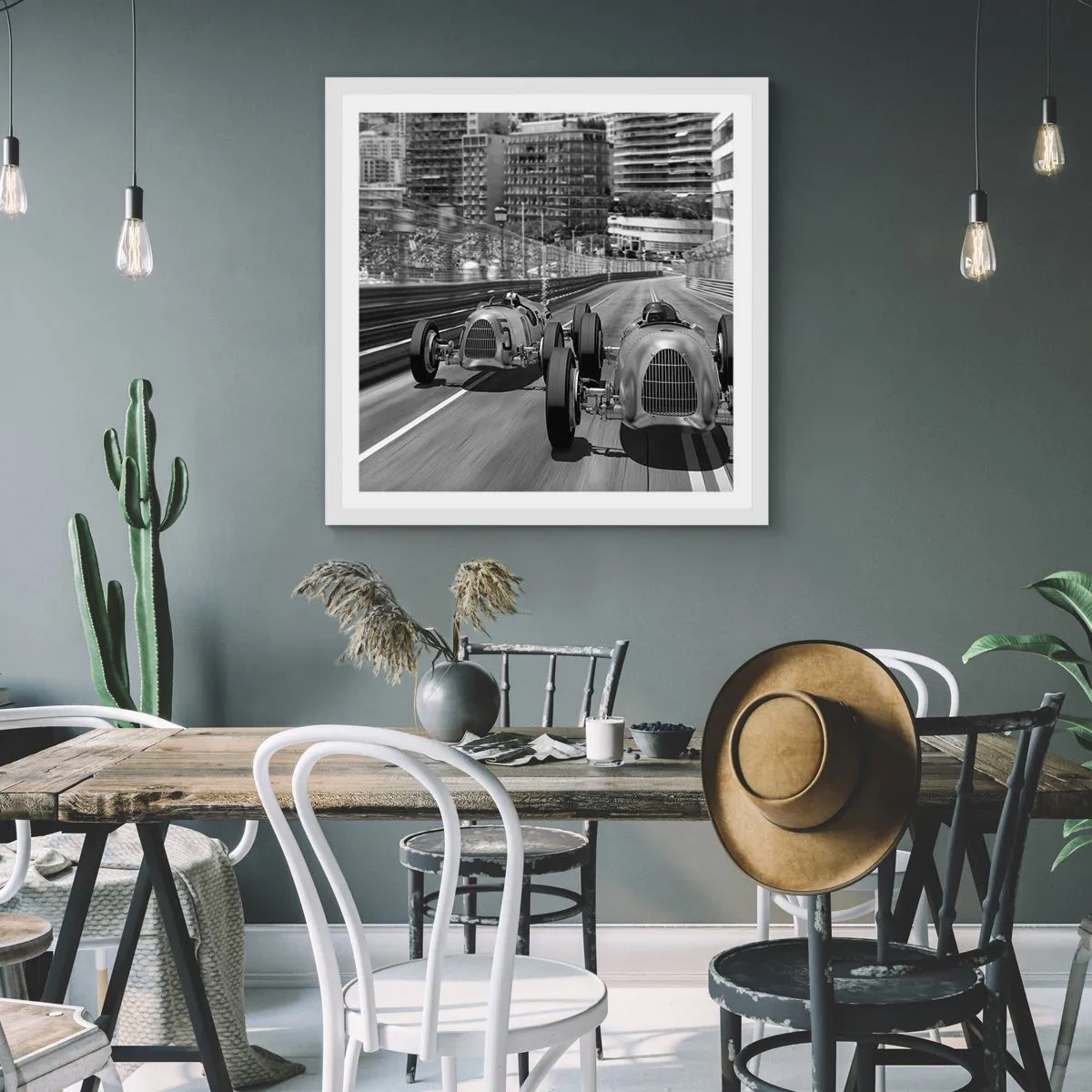 Poster in einem weißen Rahmen - Vor langer Zeit in Monte Carlo - 40x40 cm