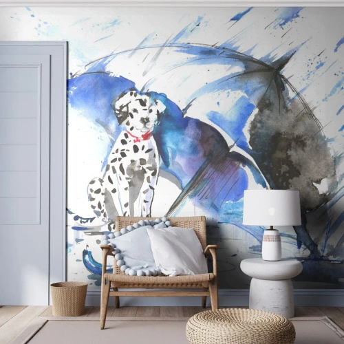 Selbstklebende Fototapete Deluxe Sticker - Dafür ist ein Freund da - Abstraktion, Hund, Regen - 500x350 cm
