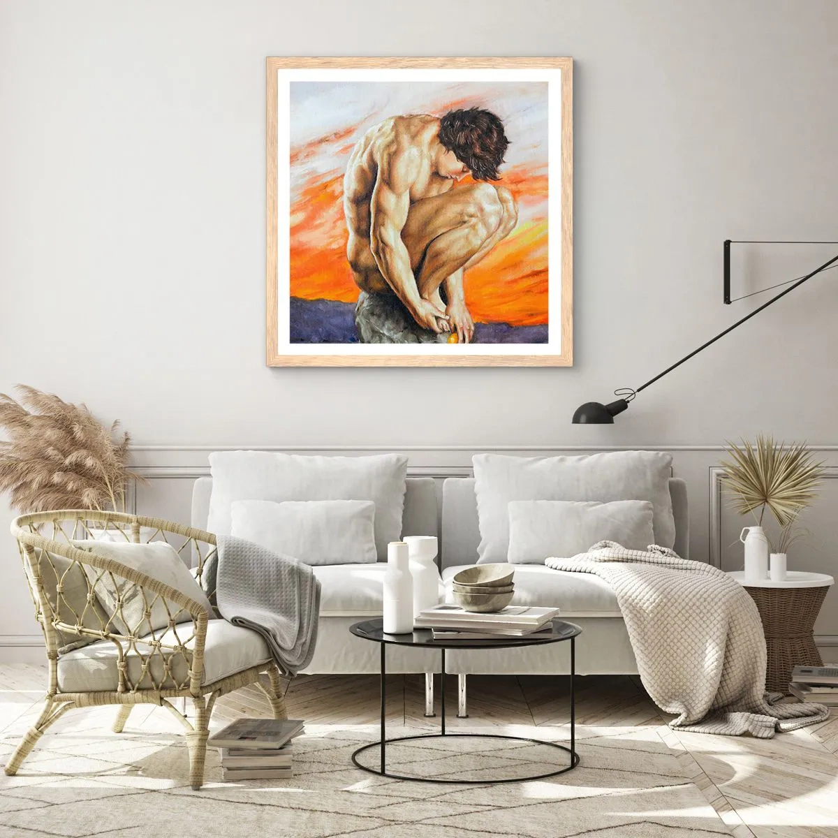 Poster in einem Rahmen aus heller Eiche - In sich versunken - 30x30 cm