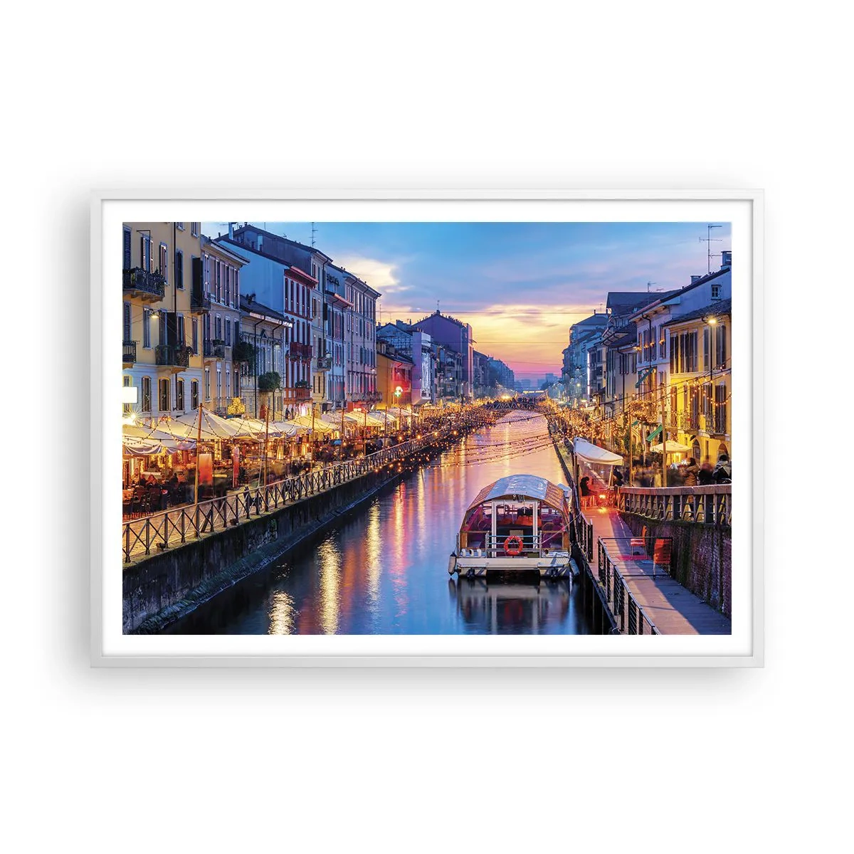 Poster in einem weißen Rahmen - Ein Abend voller Licht und Spaß - 100x70 cm