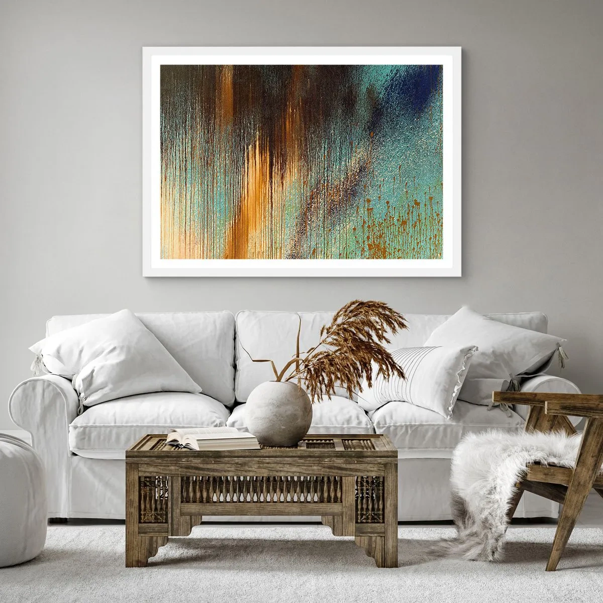 Poster in einem weißen Rahmen - Eine nicht zufällige farbenfrohe Komposition - 40x40 cm