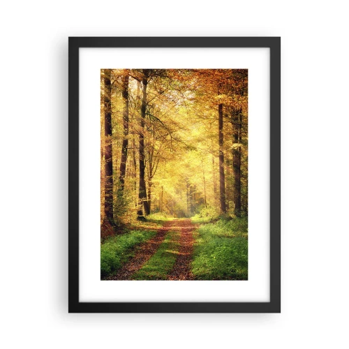 Poster in einem schwarzem Rahmen - Waldgoldene Stille - 30x40 cm