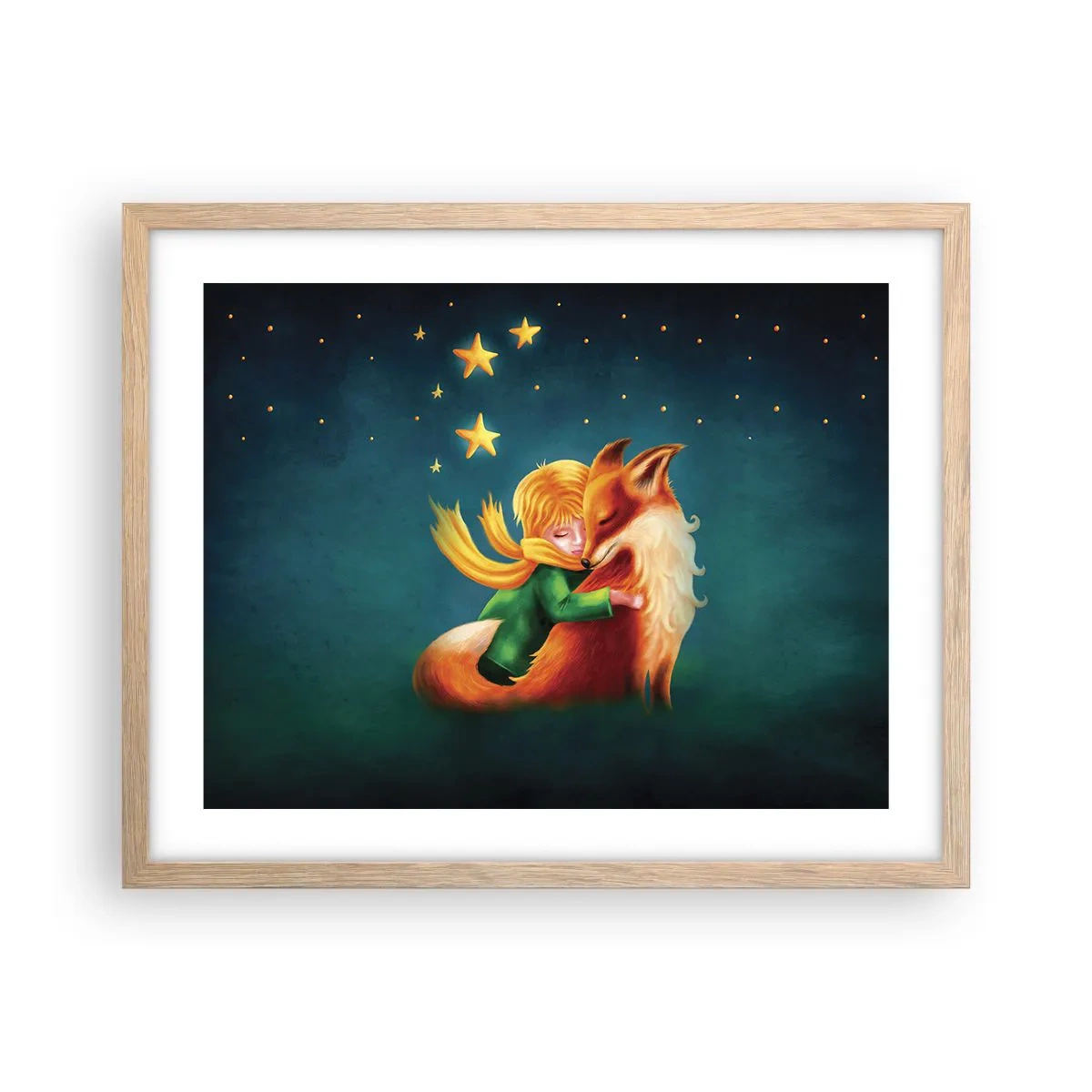 Poster in einem Rahmen aus heller Eiche - Kleiner Prinz - 50x40 cm