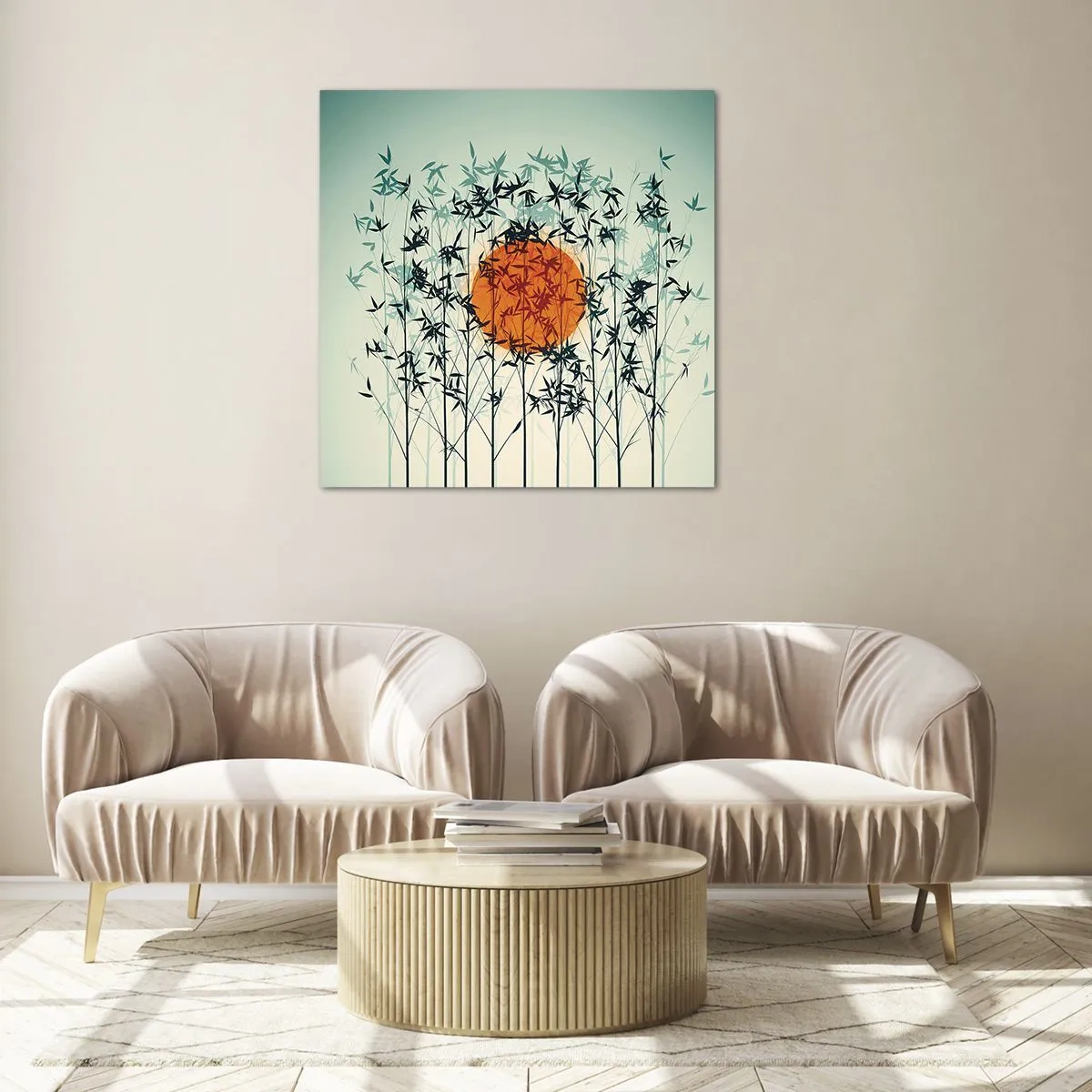 Glasbild - Bild auf glas - Japanische Sonne - 40x40 cm