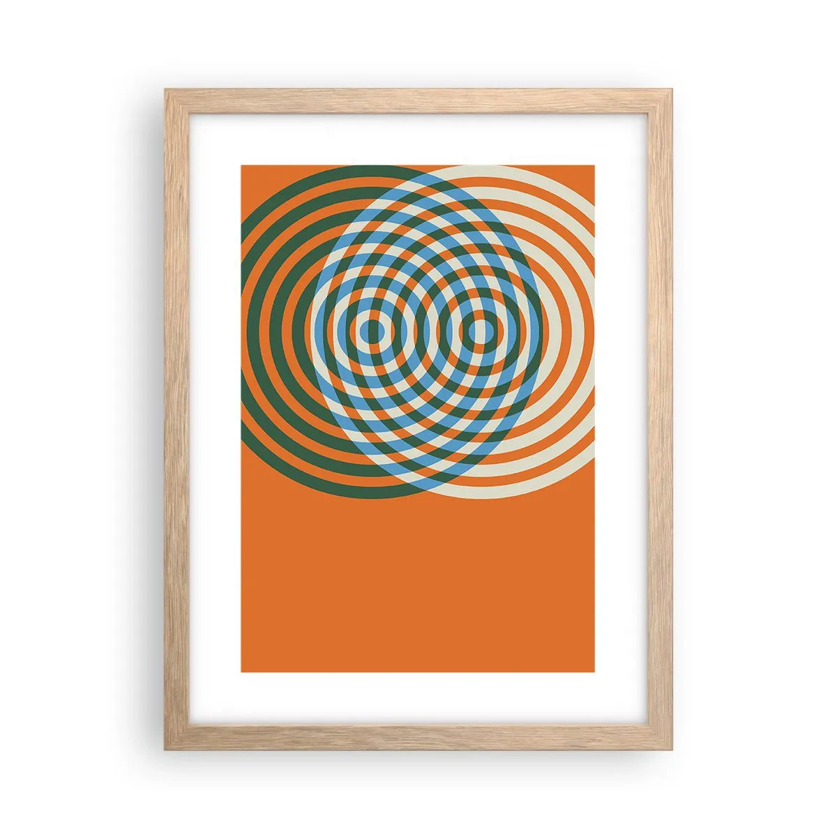 Poster in einem Rahmen aus heller Eiche - Abstrakte kreisförmige Variation - 30x40 cm