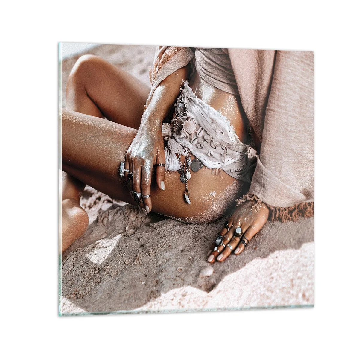 Glasbild - Bild auf glas - Von den Wellen geworfen? - 40x40 cm