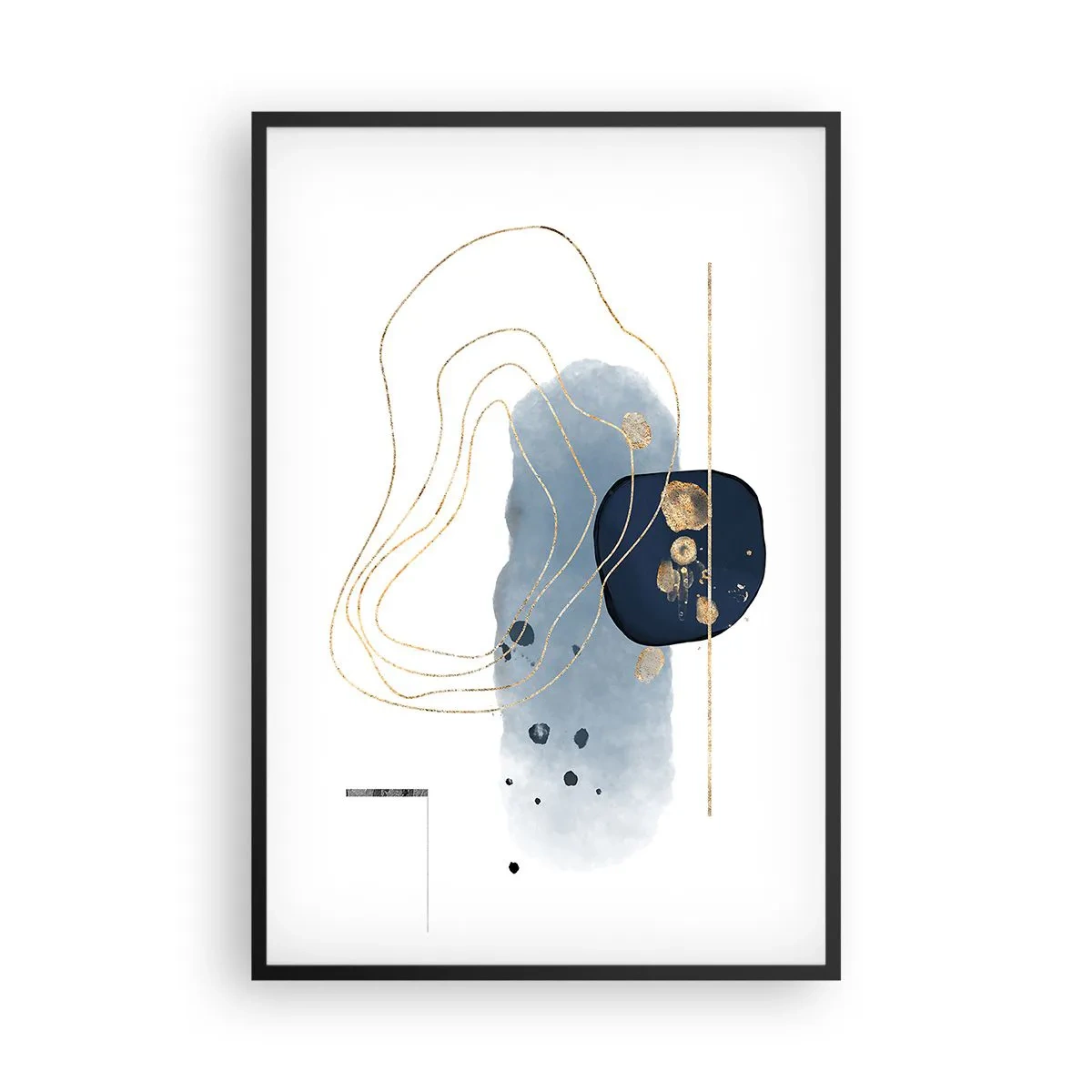 Poster in einem schwarzem Rahmen - Blau-goldene Fantasie - 61x91 cm