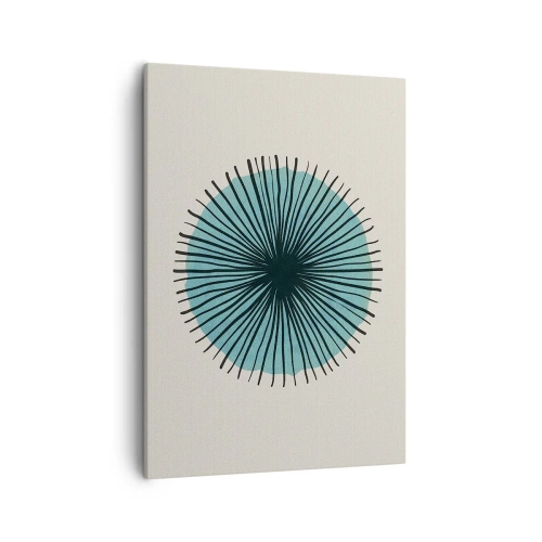 Bild auf Leinwand - Leinwandbild - Abstrakte Kreisform mit blauen Strahlen - 50x70cm - Strahlend im Blau - Moderne Wanddekoration für Wohnzimmer und Schlafzimmer ARTTOR