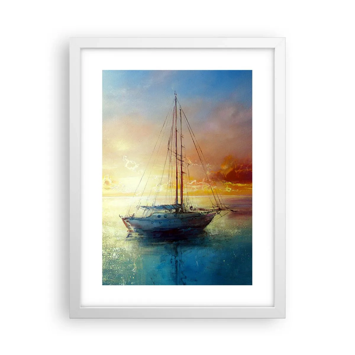 Poster in einem weißen Rahmen - In einer goldenen Bucht - 30x40 cm