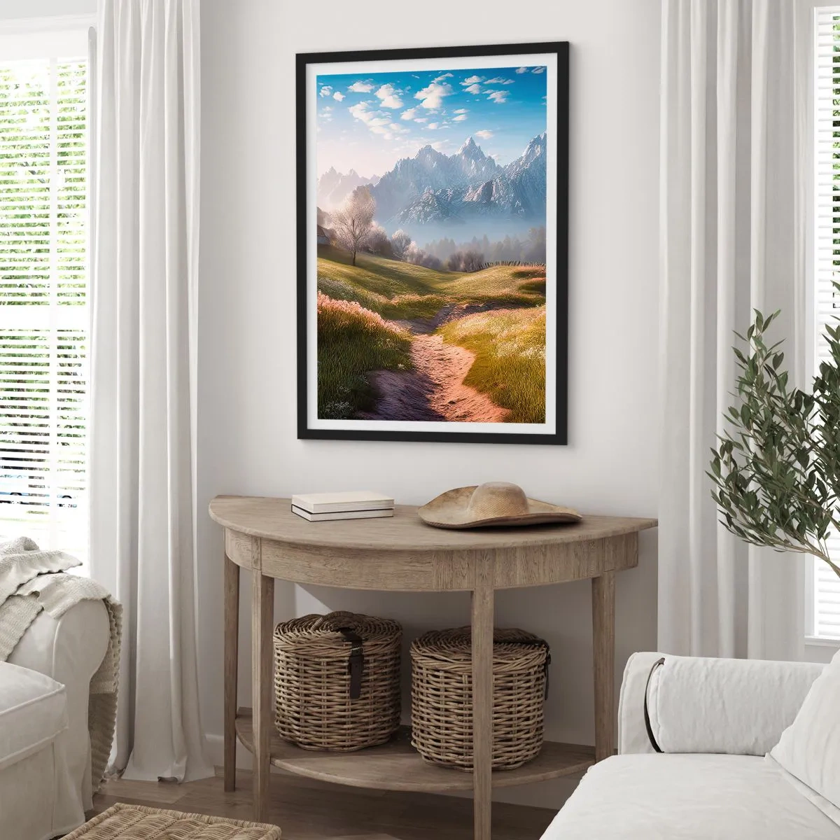 Poster in einem schwarzem Rahmen - Idyllisches Tal - 61x91 cm