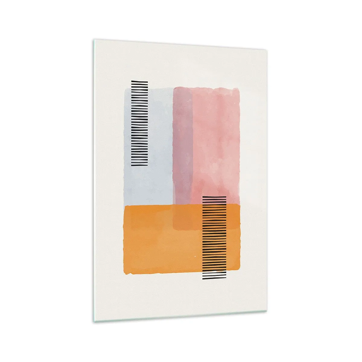 Glasbild - Bild auf glas - Geometrie in Pastellfarben mit Linien auf hellem Hintergrund - 70x100cm - Von Ecke zu Ecke - Moderne Wanddekoration für Wohnzimmer und Schlafzimmer ARTTOR