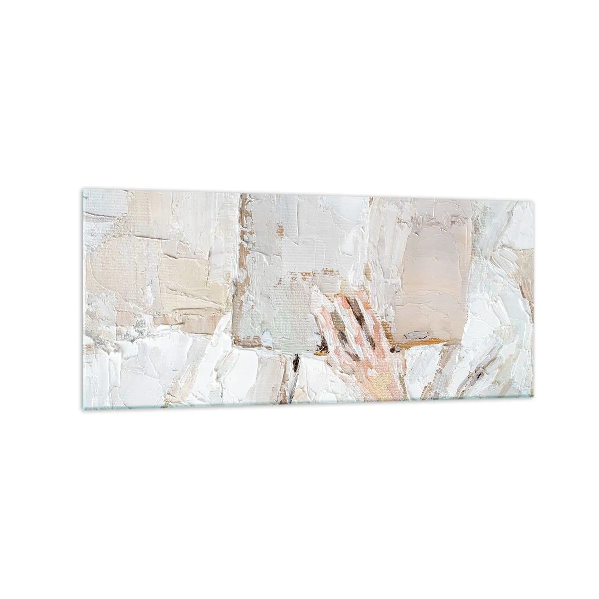 Glasbild - Bild auf glas - Ein impressionistisches Gemälde einer Hand, die ein offenes Buch hält. - 120x50cm - In einer anderen Welt - Moderne Wanddekoration für Wohnzimmer und Schlafzimmer ARTTOR