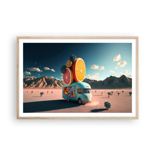 Poster in einem Rahmen aus heller Eiche - Geschmack von Urlaub - 91x61 cm