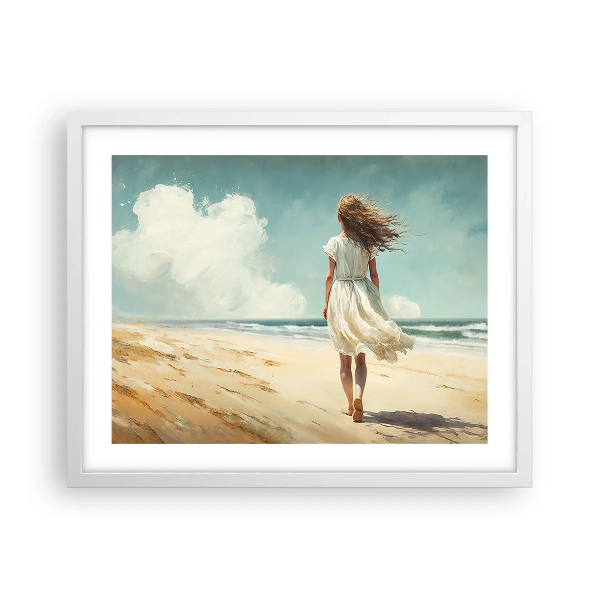 Poster in einem weißen Rahmen - Der Sonne und dem Wind begegnen - 50x40 cm