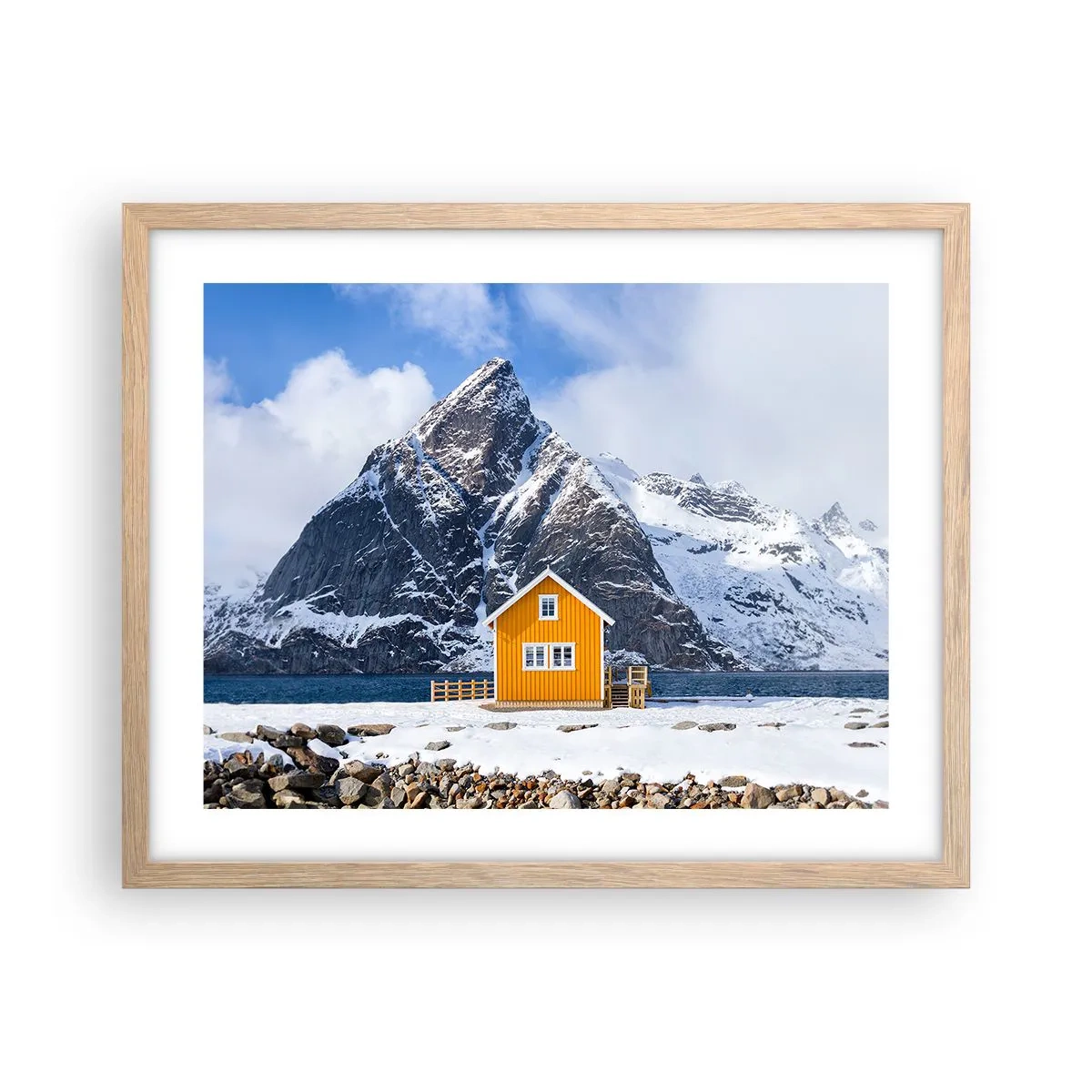 Poster in einem Rahmen aus heller Eiche - Skandinavische Feiertage - 50x40 cm