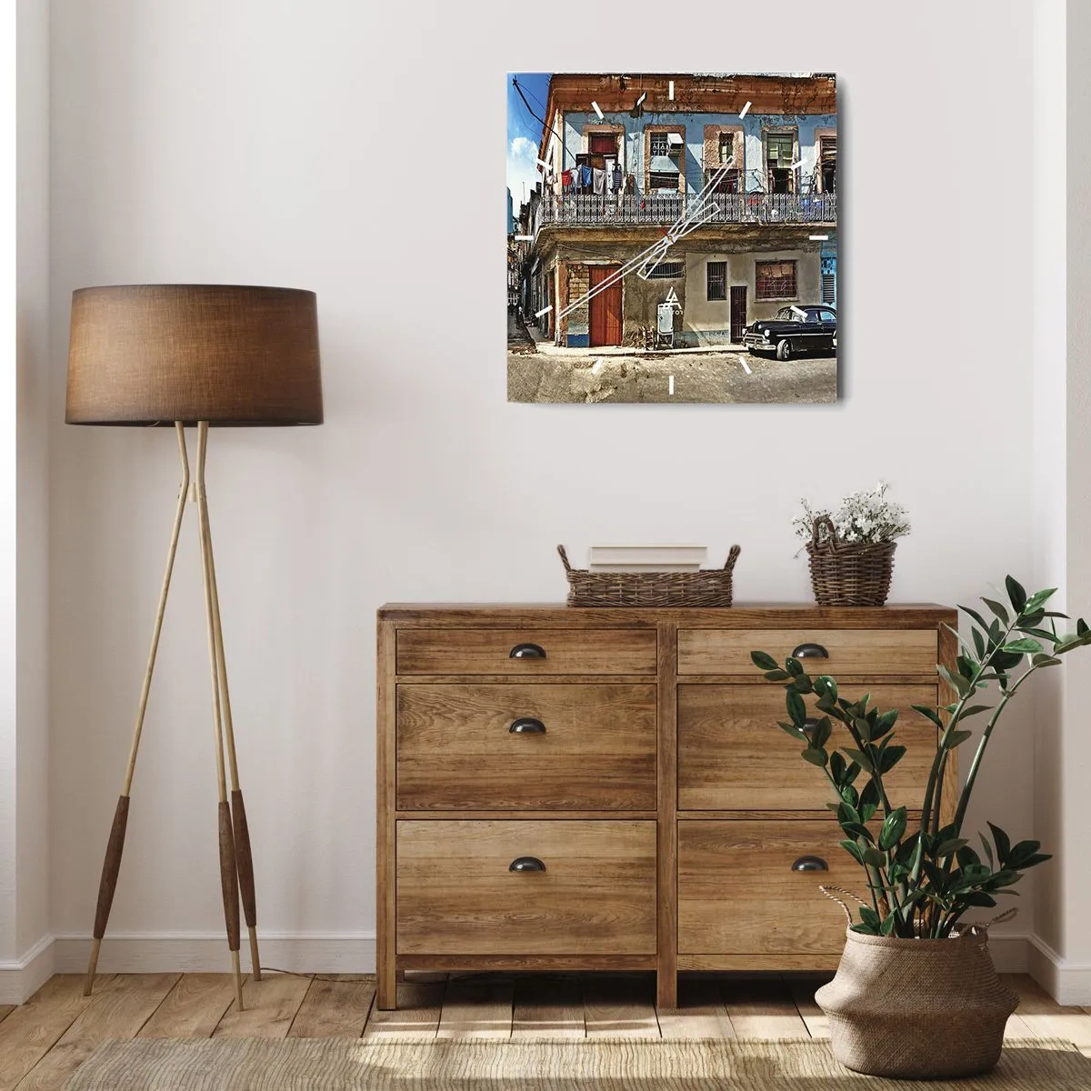 Wanduhr - Glasuhr - Havanna-Stimmung - 30x30 cm