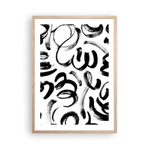 Poster in einem Rahmen aus heller Eiche - Schwarz auf Weiß - 50x70 cm