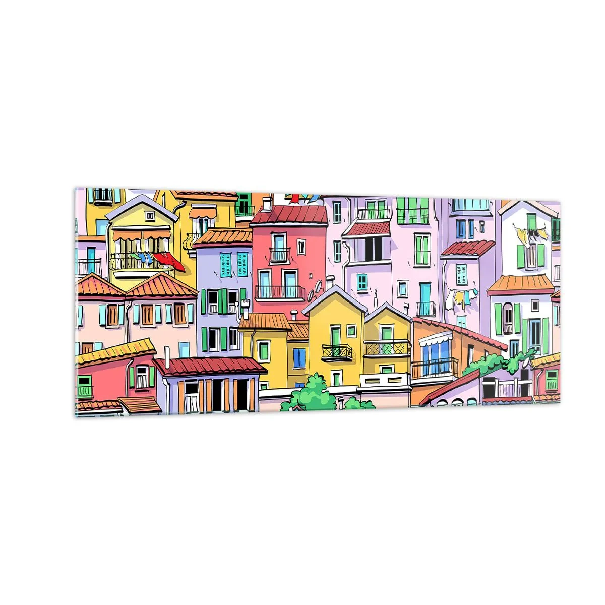 Glasbild - Bild auf glas - Lustige Stadt - 100x40 cm