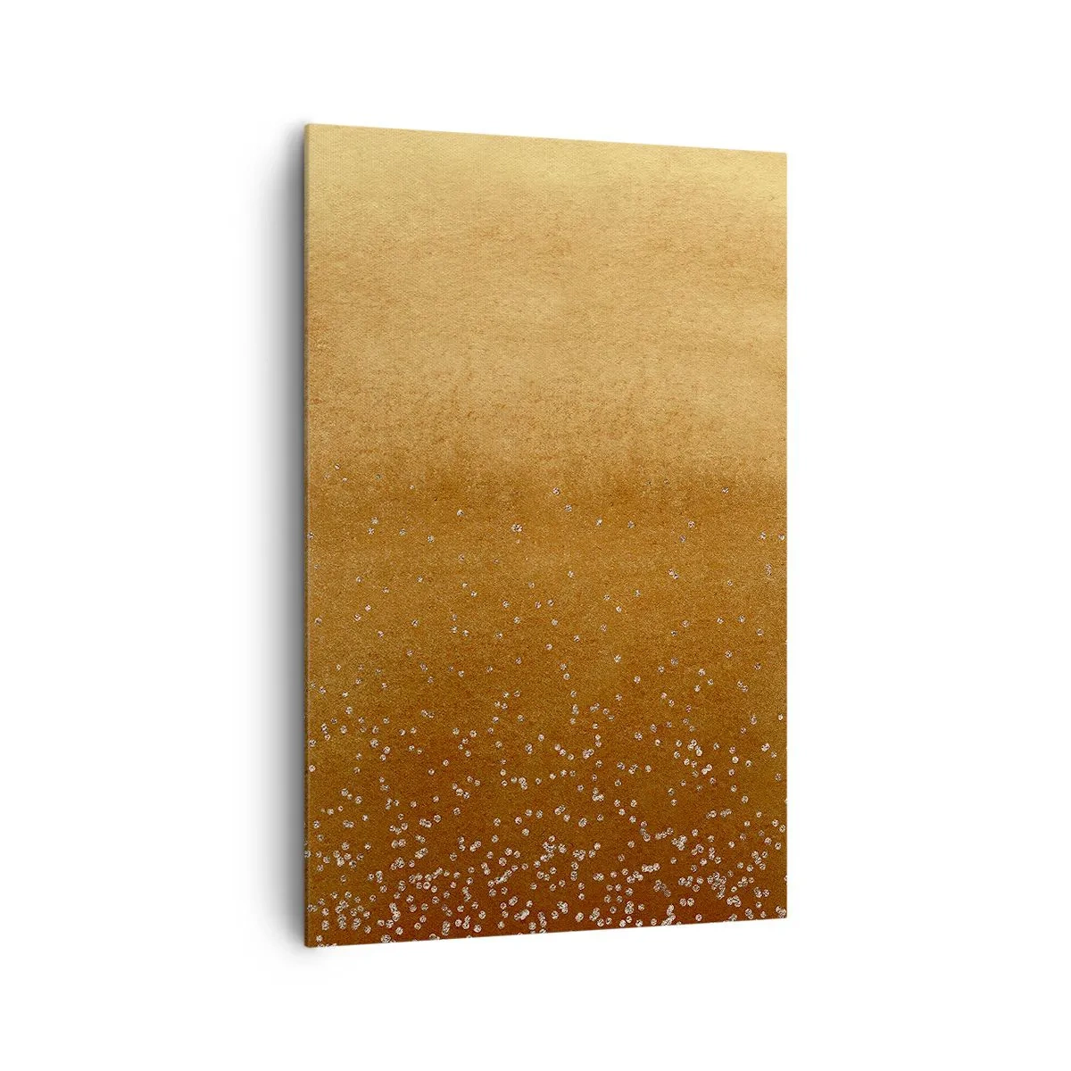 Bild auf Leinwand - Leinwandbild - Ein goldener Farbverlauf mit dezentem Schimmer und Verzierung - 80x120cm - Die Geburt des Lichts - Moderne Wanddekoration für Wohnzimmer und Schlafzimmer ARTTOR