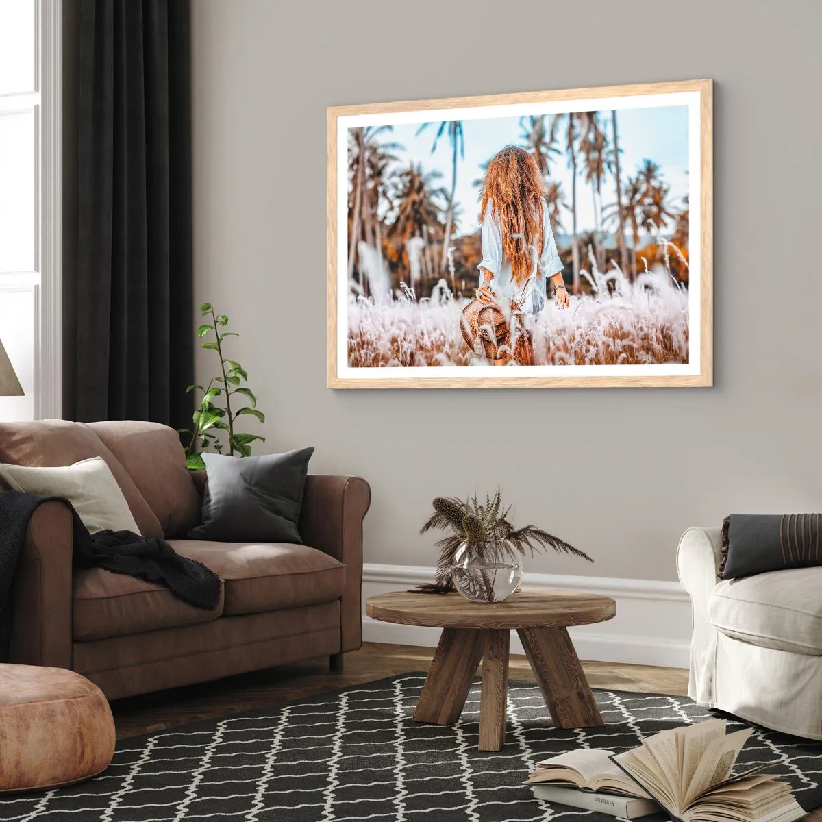 Poster in einem Rahmen aus heller Eiche - Geboren aus Grasflaum - 50x40 cm