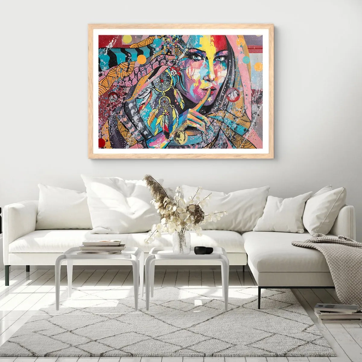 Poster in einem Rahmen aus heller Eiche - Sei still, bis du verstehst - 40x30 cm