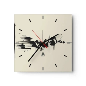 Wanduhr - Glasuhr - Minimalistische Abstraktion mit schwarzen Linien auf hellem Hintergrund - 30x30cm - Hastige Abstraktion - Moderne Wanddekoration für Wohnzimmer und Schlafzimmer ARTTOR