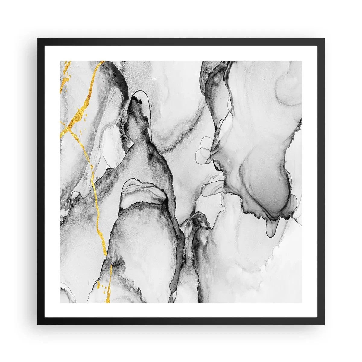 Poster in einem schwarzem Rahmen - Komposition mit Goldmotiv - 60x60 cm