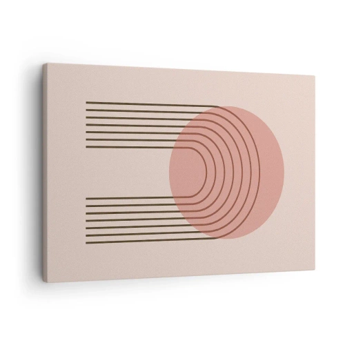 Bild auf Leinwand - Leinwandbild - Abstraktes Motiv mit rosa Kreisen und Linien - 70x50cm - Unwiderstehliche Anziehungskraft - Moderne Wanddekoration für Wohnzimmer und Schlafzimmer ARTTOR