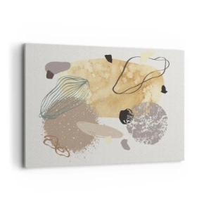 Bild auf Leinwand - Leinwandbild - Eine Komposition aus abstrakten Formen in Beige und Gelb. - 100x70cm - Angewandte Plumkologie - Moderne Wanddekoration für Wohnzimmer und Schlafzimmer ARTTOR